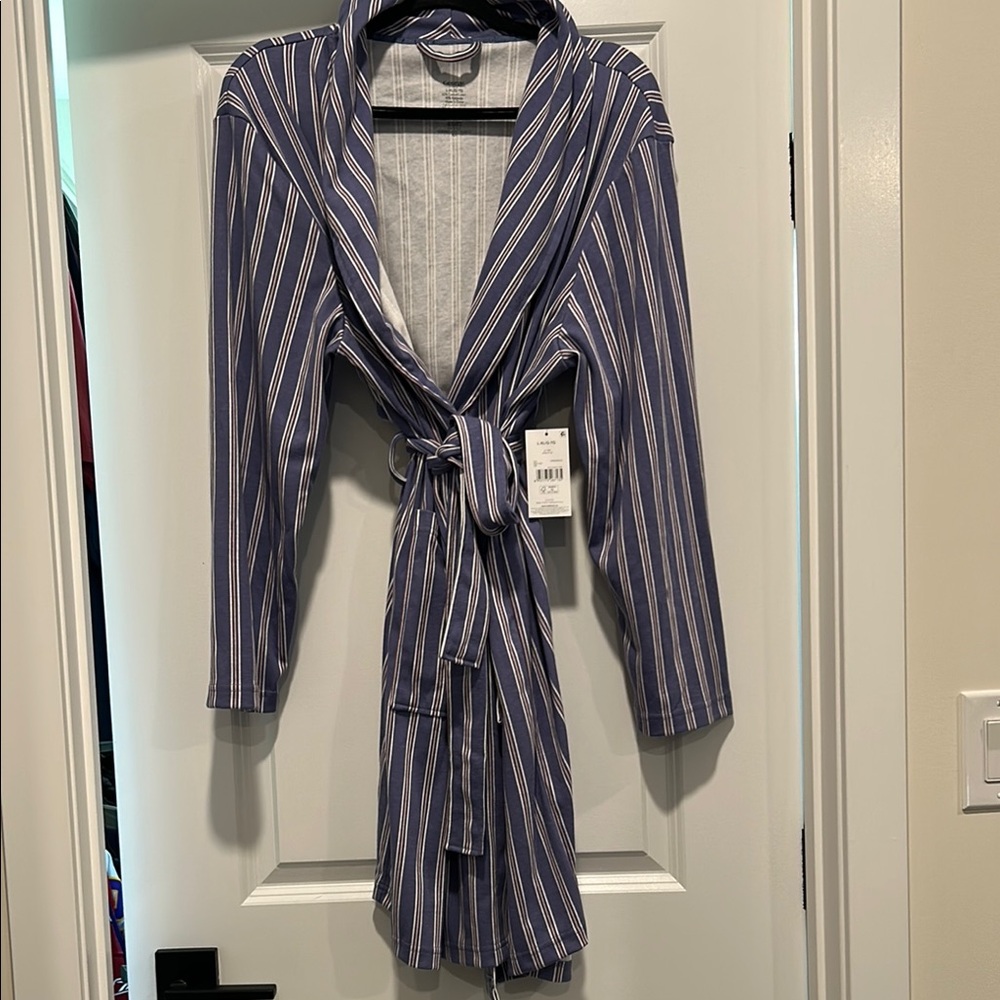 George Blue and White Striped Robe